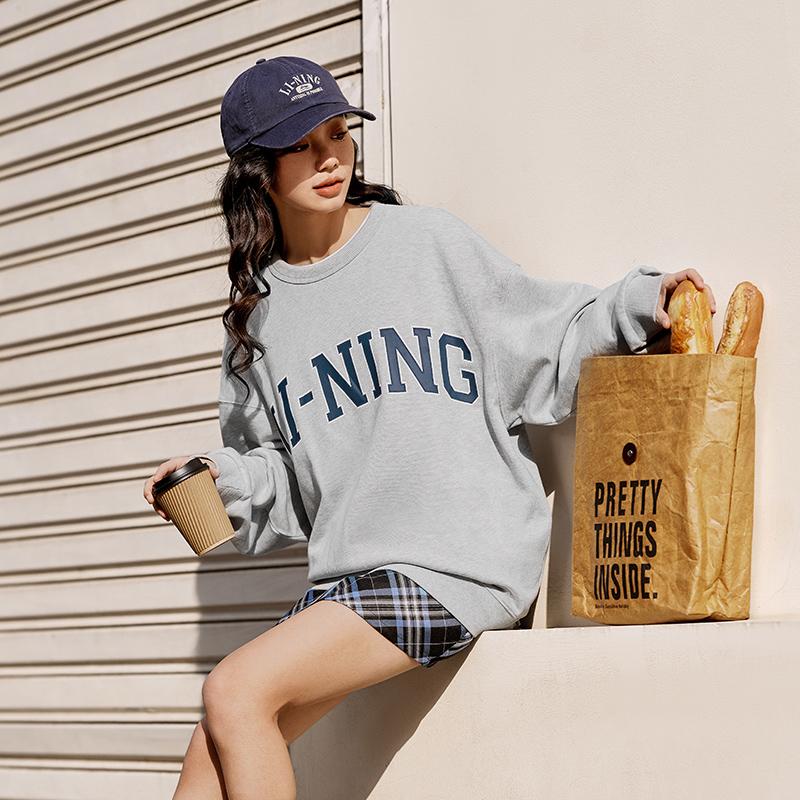 Li Ning Sports Life Collection Sweatshirt Unisex Heather Gray Light Smoke Gray AWDU785-3