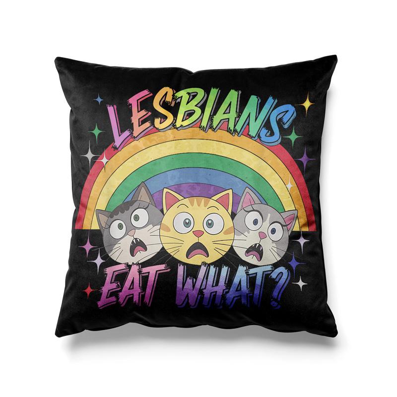Aertemisi 18'' x 18'' Lesbians Eat What Funny Cat LGBTQ+ Square Throw Pillow Cushion Covers Cases Pillowcases 45cm x 45cm