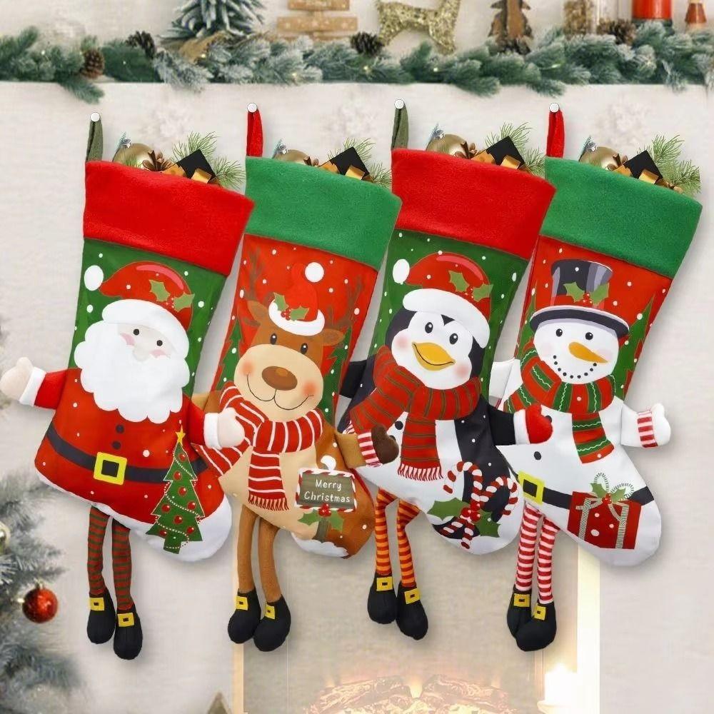 Cartoon Large Christmas Stockings Cute Christmas Tree Ornaments Candy Gift Bags  Xmas Tree Pendants
