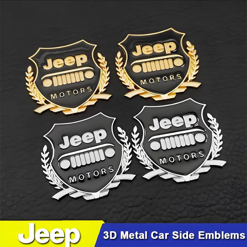 2Pcs Metal Emblem Sticker Car Badge Decoration Decals For Jeep Wrangler Rubicon Renegade Compass Grand Cherokee Patriot Liberty AMU1