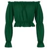 Women's Fashion Solid Color Long Sleeved Off Shoulder Pleated Strapless And Exposed Navel Shirt Top