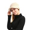 Winter Women Girl Soft Warm Knitted Thicken Hat Ponytail Beanie Caps with Visor Outdoor Snow Ski Sports Cap