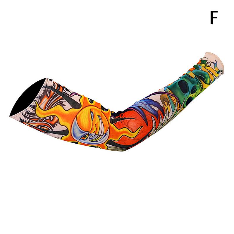 Long Fake Summer Tattoo Sleeves Sun Protection Cover Outdoor Gloves Driving Ice Silk Arm Sleeves