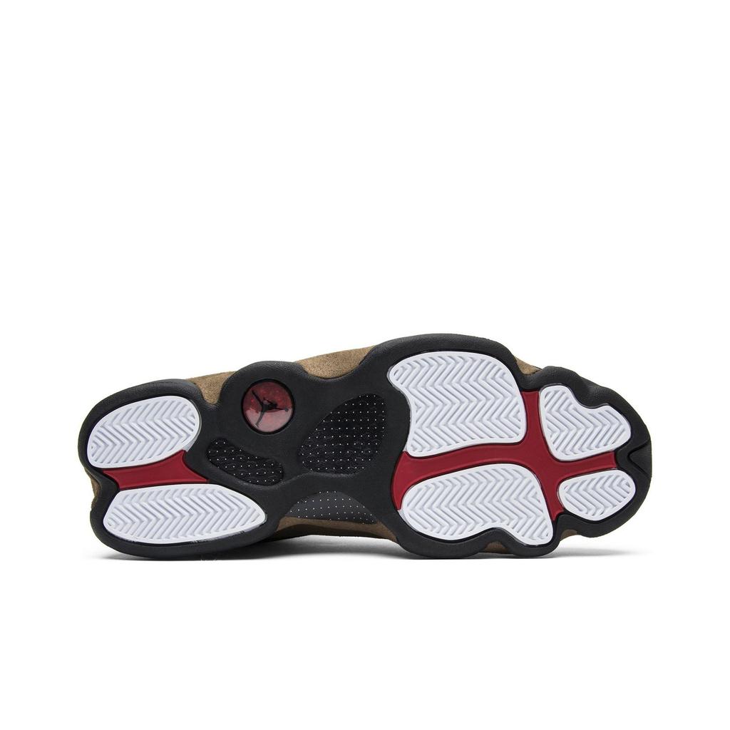 Air Jordan 13 Retro 'Olive' (Unisexo) Zapatillas de Baloncesto Vintage Negras / Rojo Gimnasio / Verde Oliva Claro / Blancas 414571 006