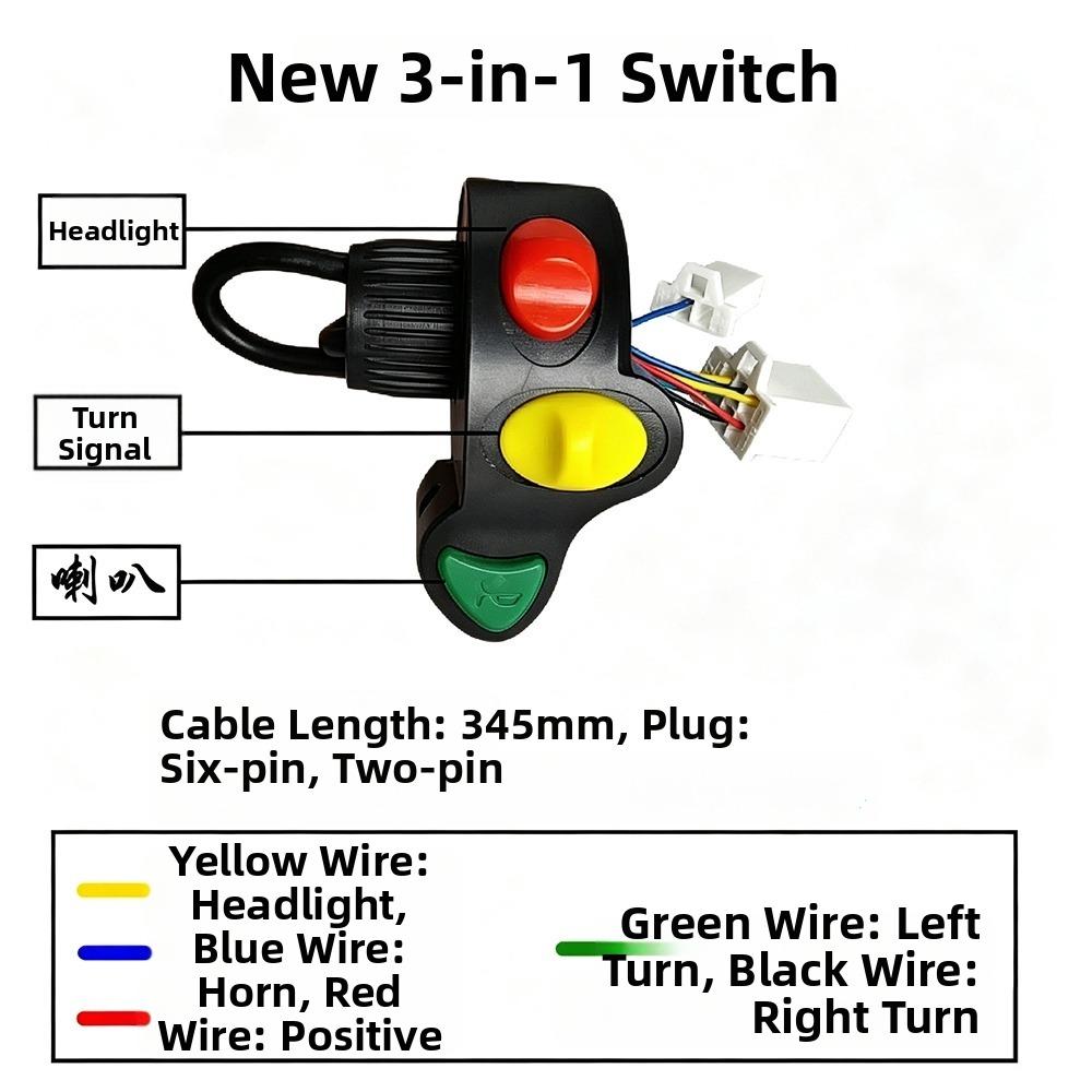 Multistyles Reverse Horn Dual Flashing Headlights  Electric Vehicle Switch Accessories