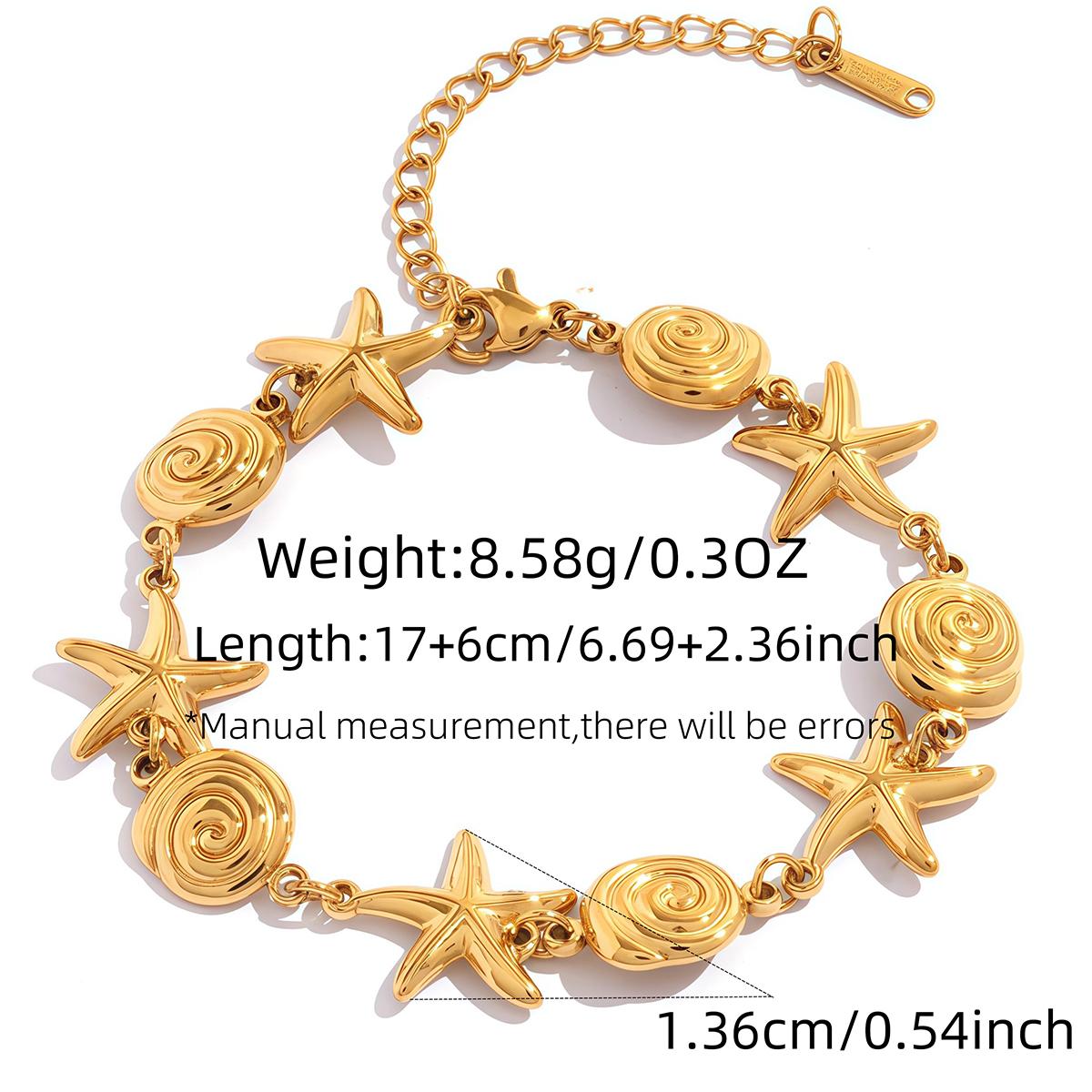 

2026 New Stainless Steel 18K Gold PVD Plated Starfish Bracelet For Women - Cute Adjustable Zircon, Hypoallergenic Gift For Girl