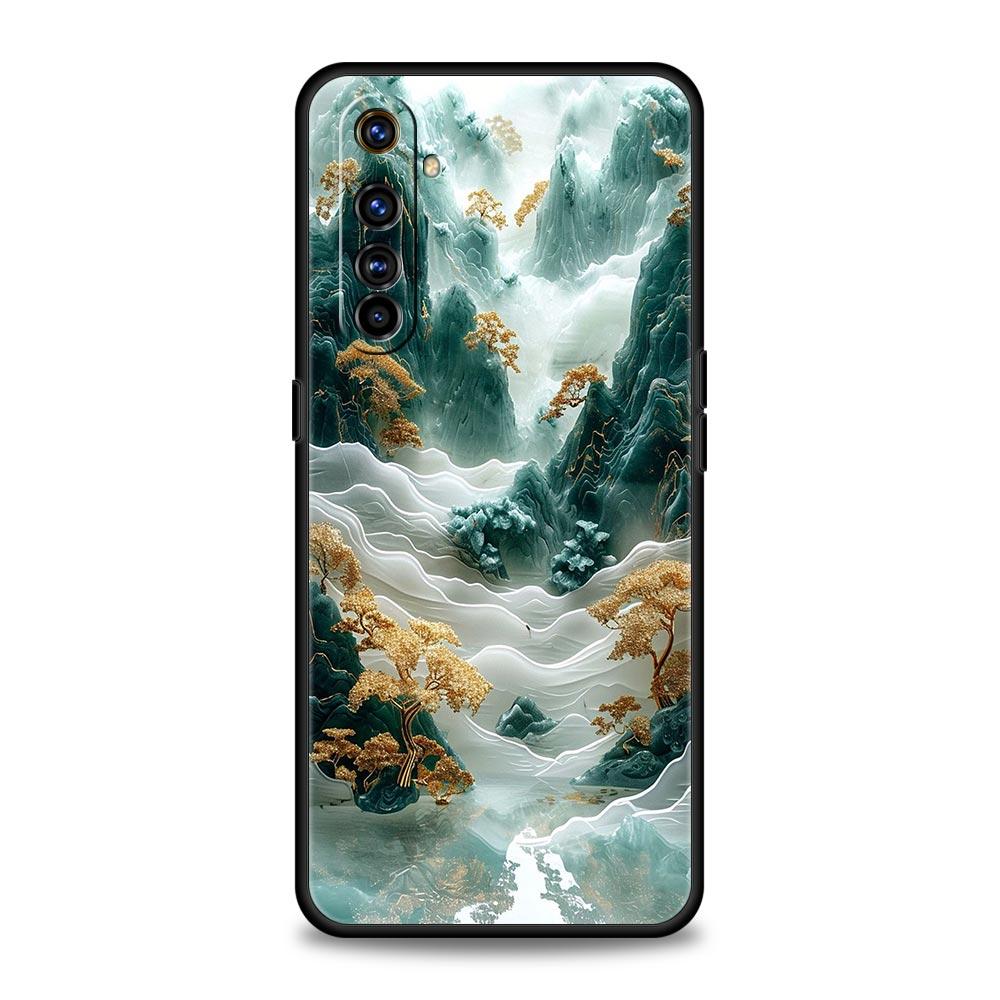 Landscape Painting Phone Case For Realme 12 11 10 6 7 9 Pro Plus 8 5G C35 8i 9i GT2 GT3 GT5 GT Neo 2 3 5 Black Cover Soft Shell
