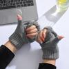 Soft Dual-use Gloves Acrylic Fibres Half Finger Gloves Knitted Yarn Flip Mittens  Keep Warm