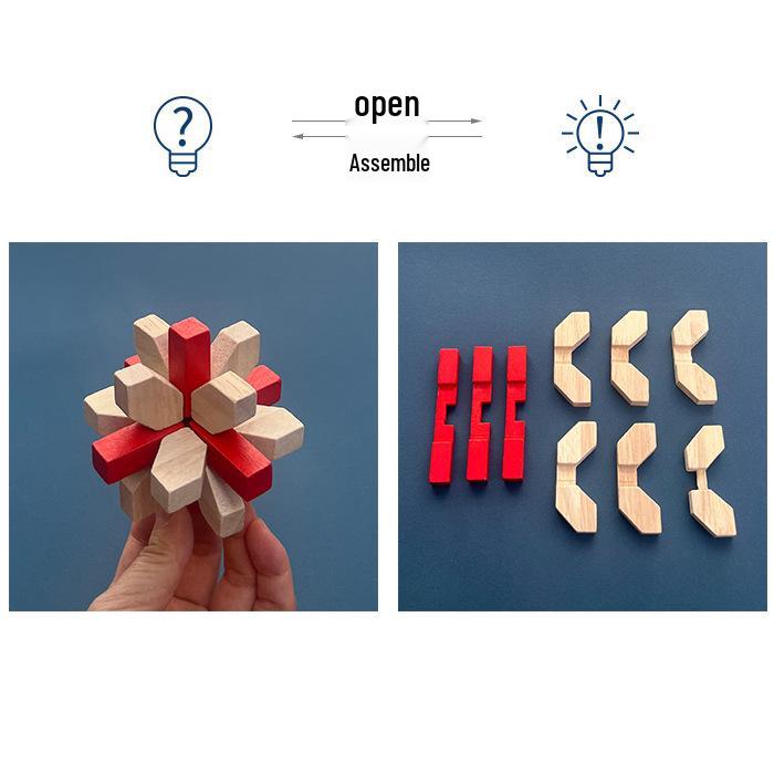 100-Piece Kongming Lock Wooden Puzzle Set for Kids and Adults