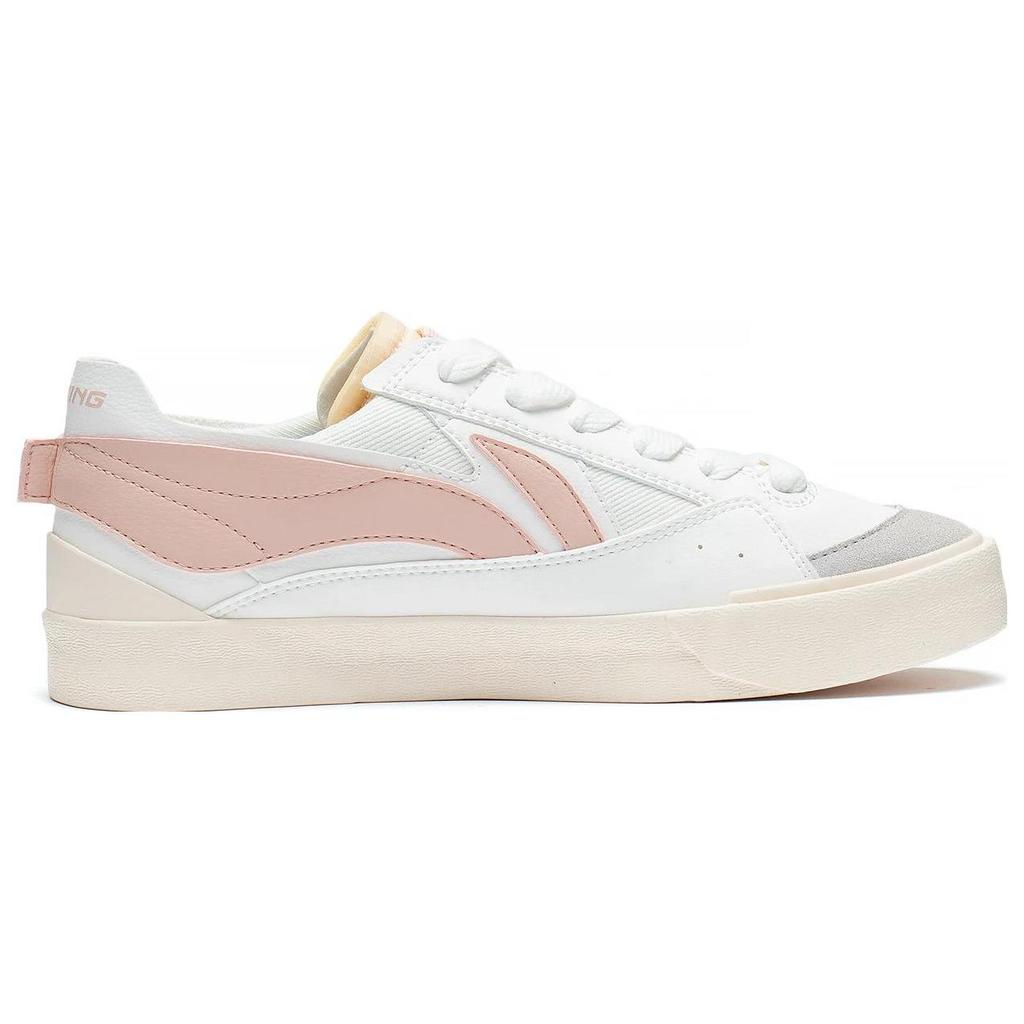 Li Ning Mousse Bath Mumu Slip Resistant Cushioning Low top Skateboard Shoes Women's White Pink AGCT162-2