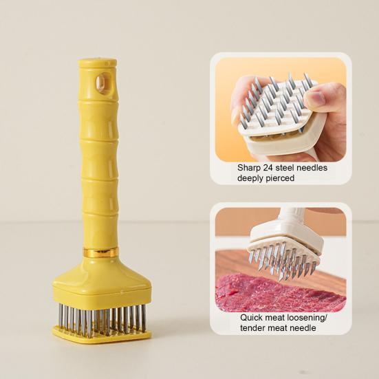 Stainless Steel Meat Tenderizer Hammer Automatic Rebound Meat Tenderizer Tool for Kitchen Family Restaurant Bakery Marinade Absorption Enhancer