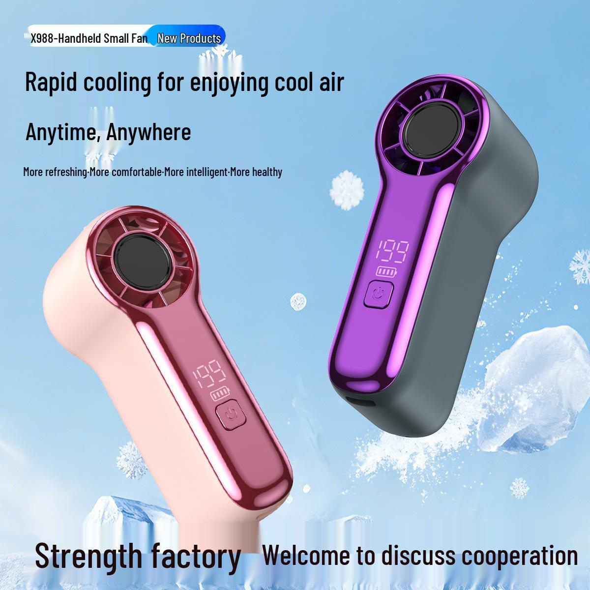 USB Rechargeable Mini Handheld Wind Cannon Fan X988 - Portable, Long Battery Life, High-Speed, Outdoor Use Standard Handheld Fan