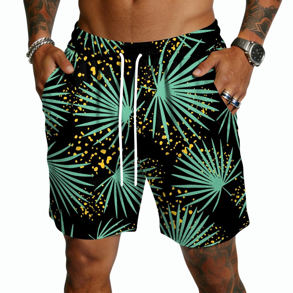 Men's Casual Drawstring Shorts Lightweight Quick Dry Five Inch Inseam Beachwear Hawaiian Print Summer Shorts