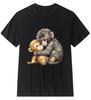 Cute Baby Monkey Punch Plush Hugging Unisex T-Shirt Cotton