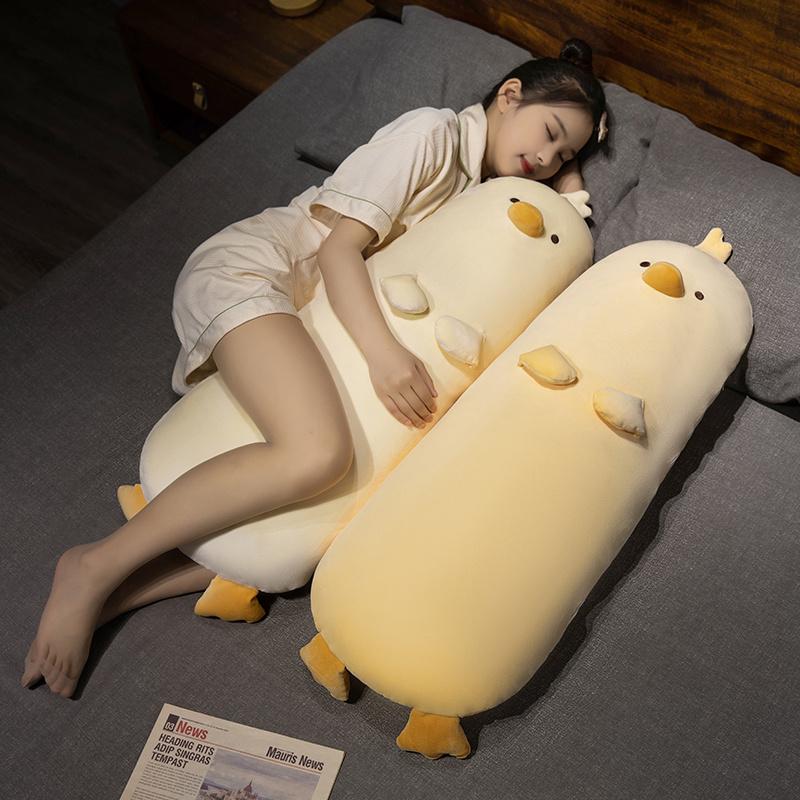 70~90cm Duck Extended Pillow Stuffed Gentle Cartoon Animal Chick Bolster Plushie Sleeping Leg Support Peluche Birth Date Present
