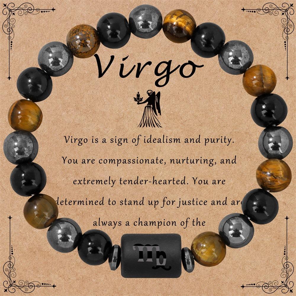 Bransoletka ze znakiem zodiaku 12 konstelacji Potrójna ochrona Bransoletki z koralików tygrysie oko hematyt dla par Biżuteria przyjaźni Prezenty