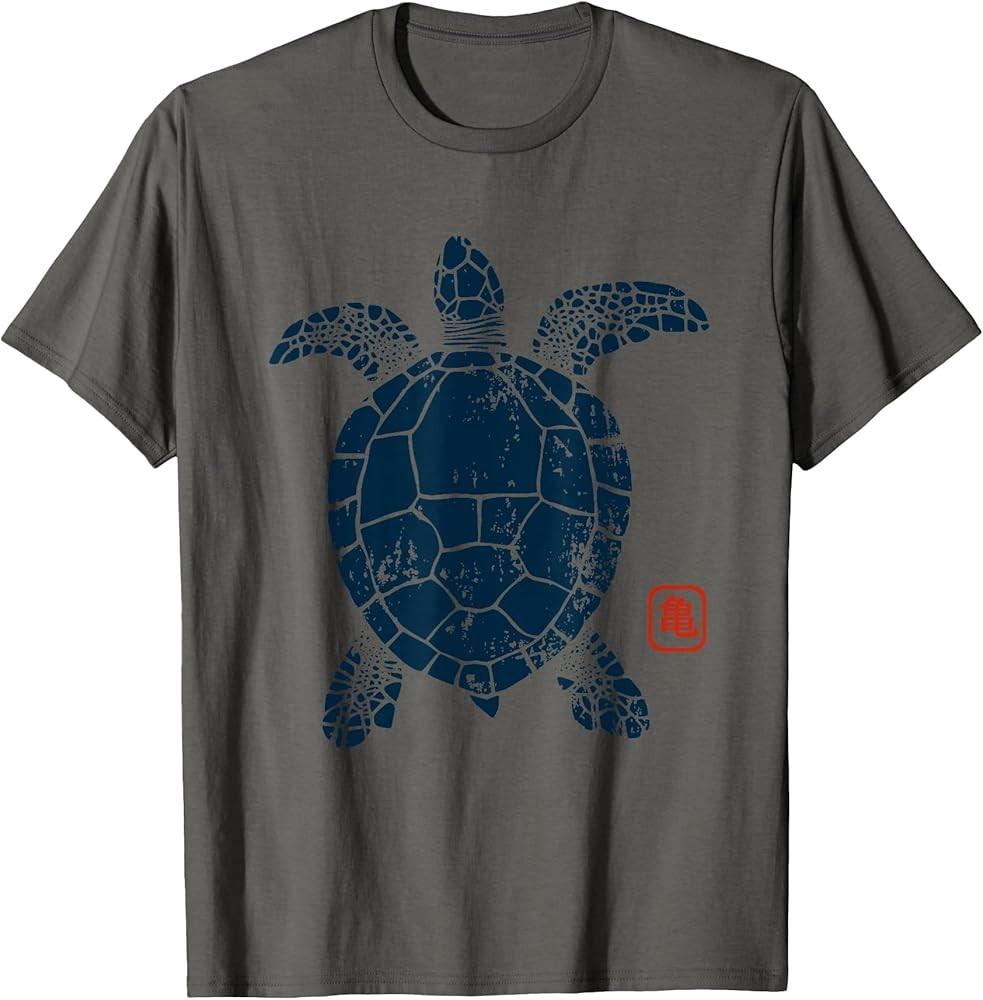 

Turtle Japanese Kanji Stamp Sea Turtle Art for Ocean Lovers TShirt Unisex T-Shirt L