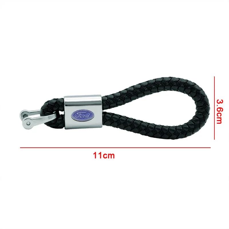 Hot 2025 Hot For Ford New Hand-Woven Key Ring Leather Car KeyChain Waist Keyring For Ford Focus 2 MK2 3 4 ST Mondeo Festiva Fusi