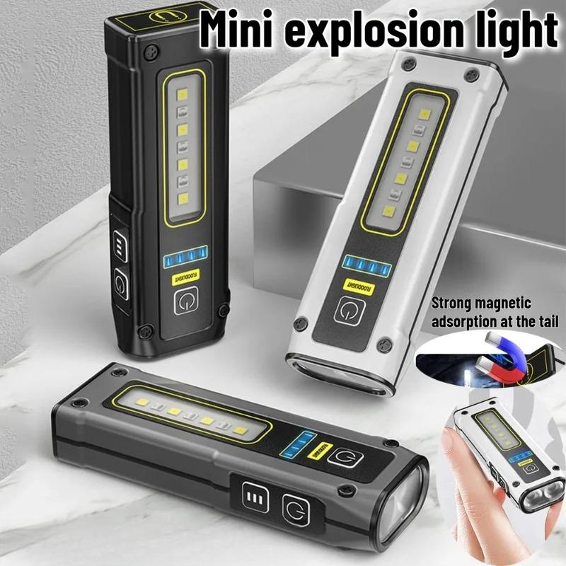 Mini Dual-Source Aluminum Alloy Flashlight TYPE-C Fast Charge Multi-functional Work Light with Magnet Emergency Flashlight