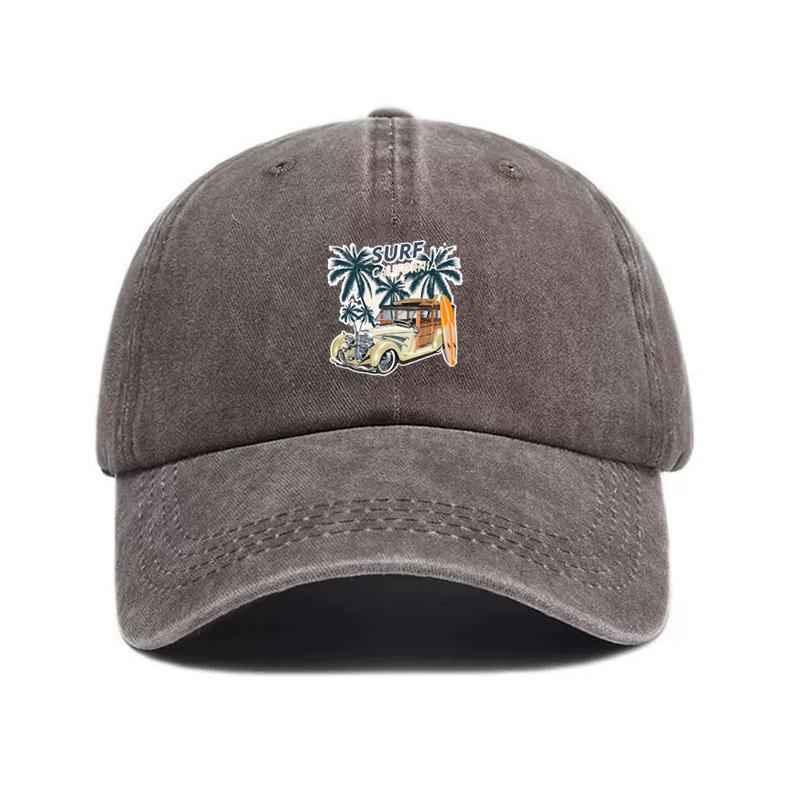 Customize Vintage Washed Cotton Baseball Cap Men Travel Sign Outdoor Dad Cap Adjustable Beach Style Surf Culture Casual Sun Hat Trendy Fashionable