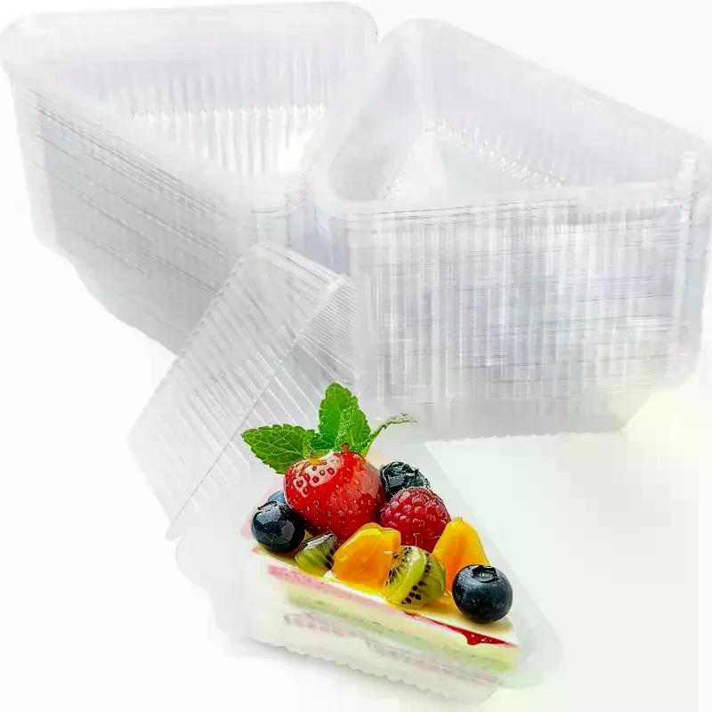 50/100Pcs Clear Triangle Dessert Box Reusable Food Packing Stackable Sandwich Holder for Fruit Cake - Cake Slice Container
