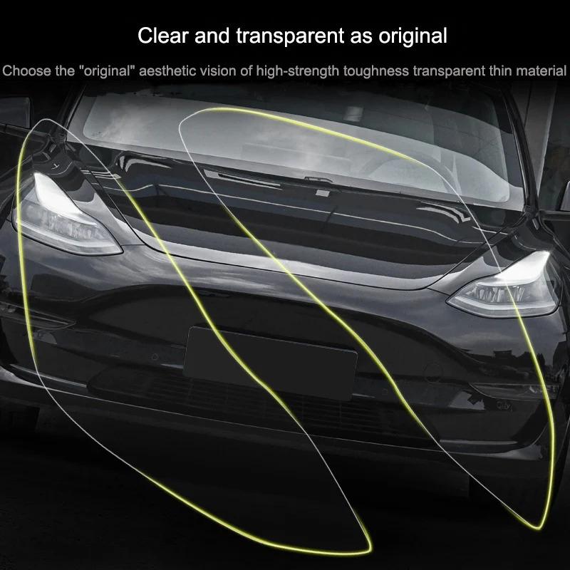 Headlight Color Changing Films for Tesla Model 3/Y 2017- Foglamp TPU Transparent Protective Film Headlamp Black Cover Film