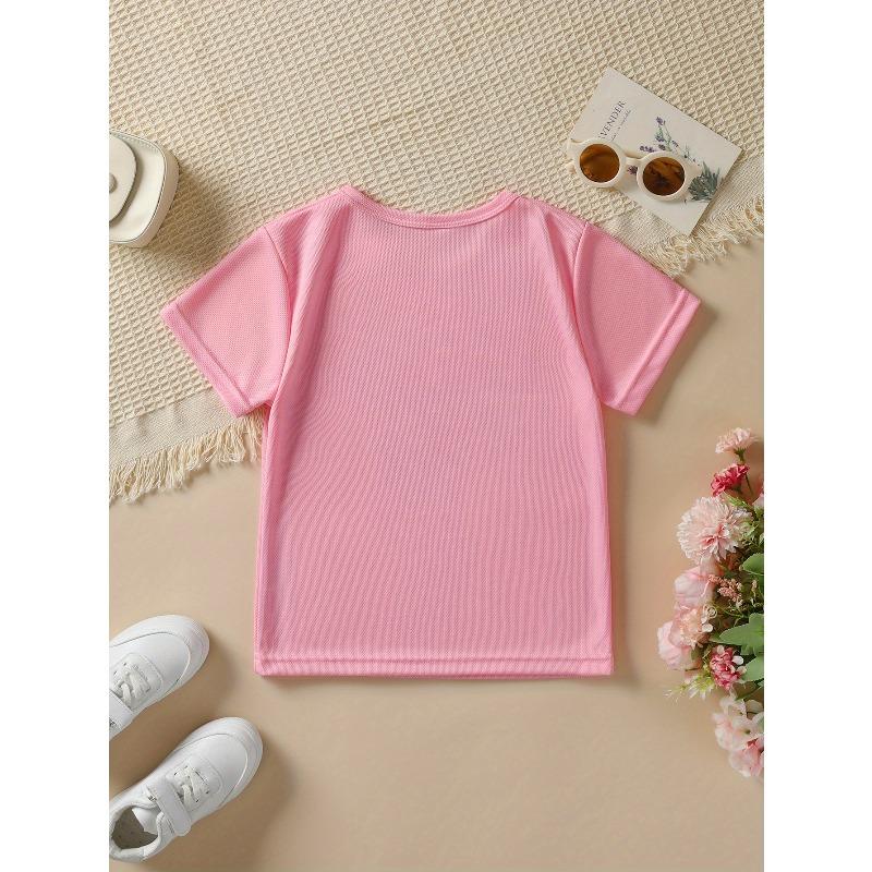 European Size Summer Fashion Girls' Short Sleeve T-Shirt with Sassy Little Thing Letter Print Casual Versatile Top