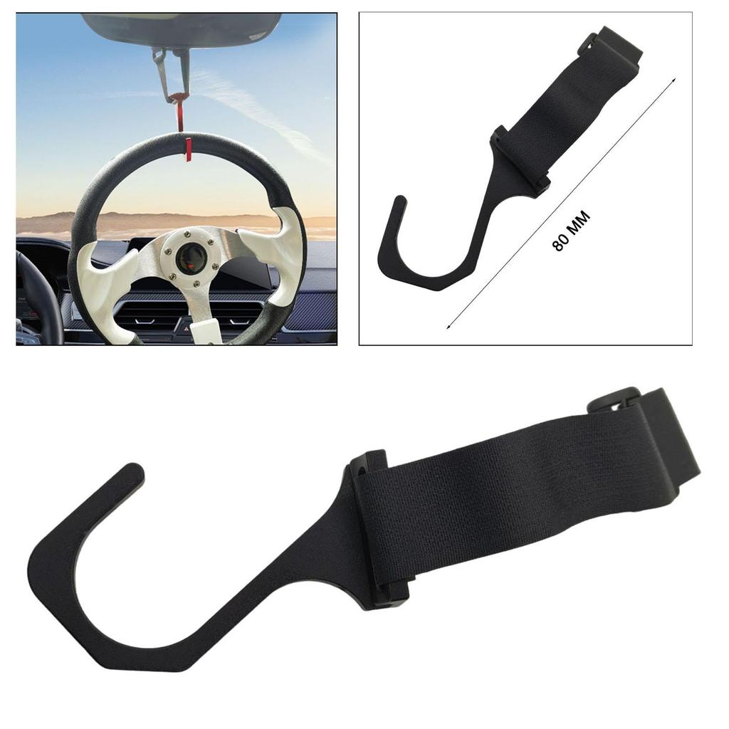 Steering Wheel Hook Aluminum Alloy Hook Hanging Car Hanging Accessories Black, Black, 80mm