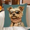 1 Pillowcase, 2D Flat Printing, Single-sided Print, No Pillow Insert, 17.72 X 17.72 Inches (45 X 45cm), Not Real Embroidery, Modern Yorkshire Terrier