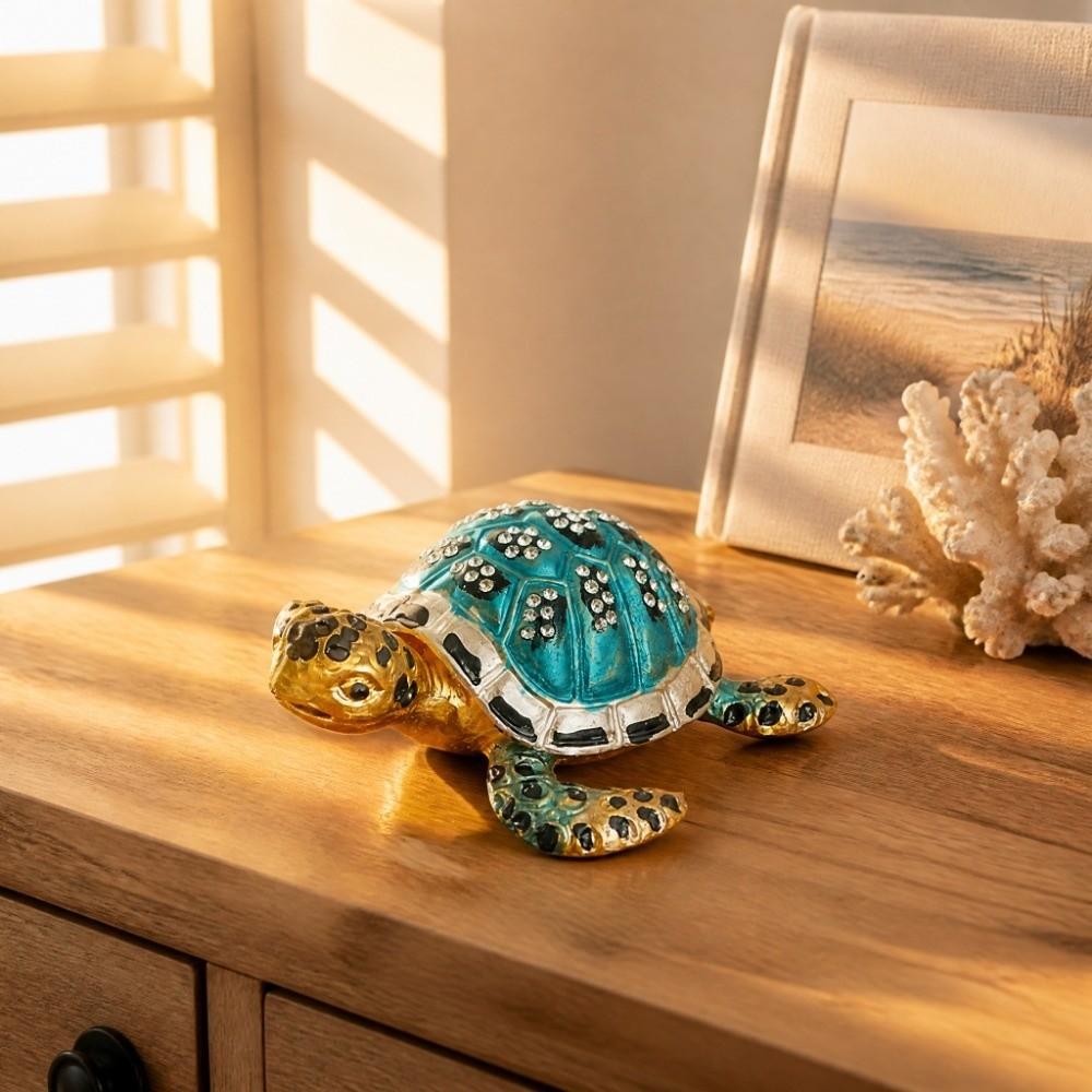 Zinc Alloy Material Turtle Trinket Boxes Two Color Option Jewelry Trinket Boxes Home Decoration