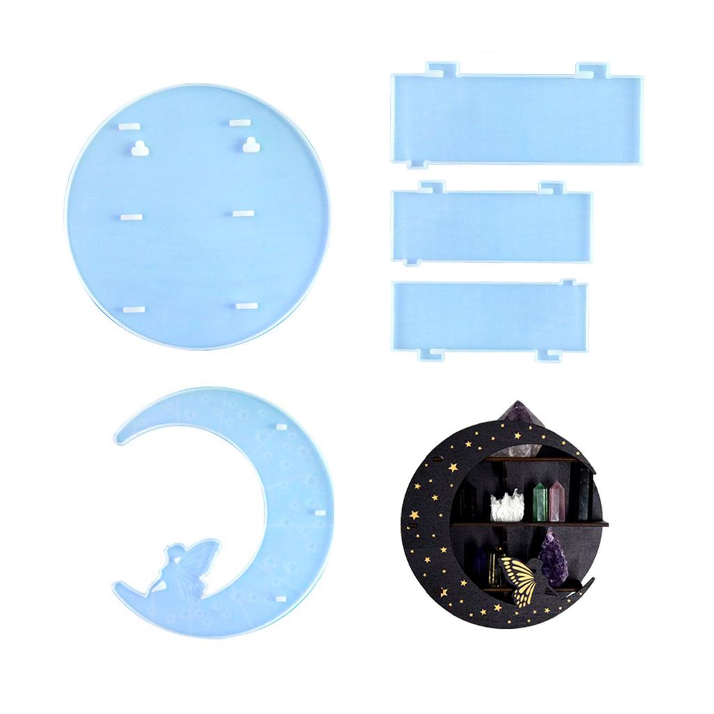 Ornament Molds Silicone Storage Rack Mold Moon Shape Wall Storage Shelf Moulds Silicone Material for DIY Making Crafts