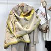 Autumn and Winter National Style Plants and Flowers New Landscape Painting Elegant Women Imitation Cashmere Warm Scarf Fashion Retro Shawl