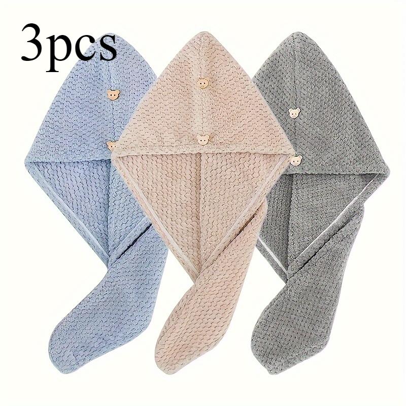 

3pcs High Quality Quick-drying Microfiber Turban Wrap Highly Absorbent Soft and Comfortable Blow Dry Towel Bathroom Supplies серый
