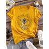 Bee & Honeycomb Women's Tee - Nature Graphic, Casual Yellow Top