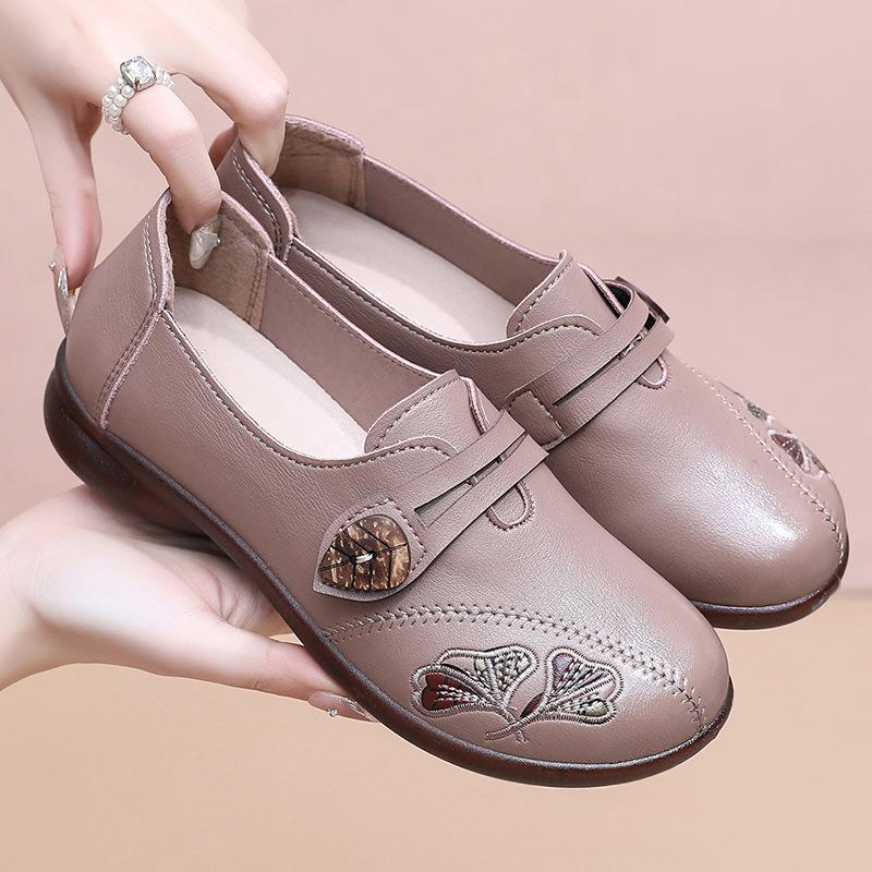 New Shoes Soft Sole Single Shoes Medium and Old Women's Shoes Comfortable Middle-aged Non-slip Spring and Autumn Leap Month Elderly Leather Shoes