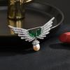 Fashionable Women S Light Luxury Design Wing Vintage Brooch With Micro Inlay Of Zircon Simulated Pearl Suit Accessory Pins