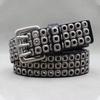 Design Punk Car Eye Hollow Rivet Men's Real Cowhide Belt Nightclub Women's Three-pin Buckle Belt