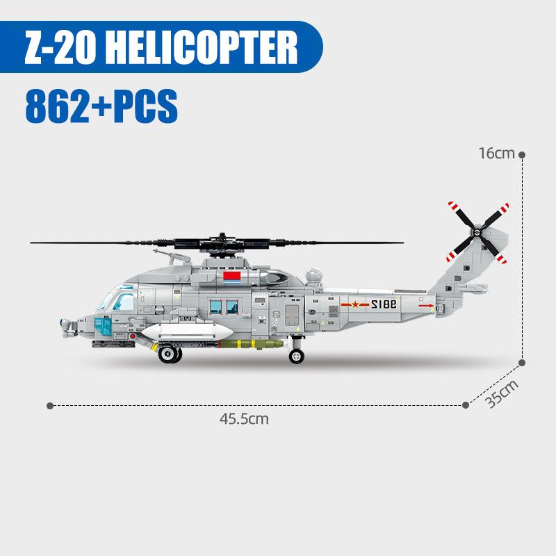 Army-Inspired Moc High-Standard Navy Z-20 Rotary-Wing-Aircrafts First-Class With First-Class Missile Construction-Set-Set First-Class
