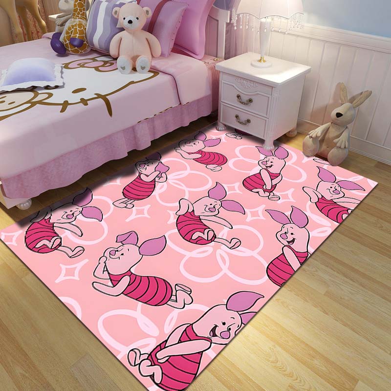 1PC Winnie The Pooh Piglet Printed Carpet Living Room Bedroom Kids Room Large Area Decor Non-slip Floor Mat Kids Play Area Rug