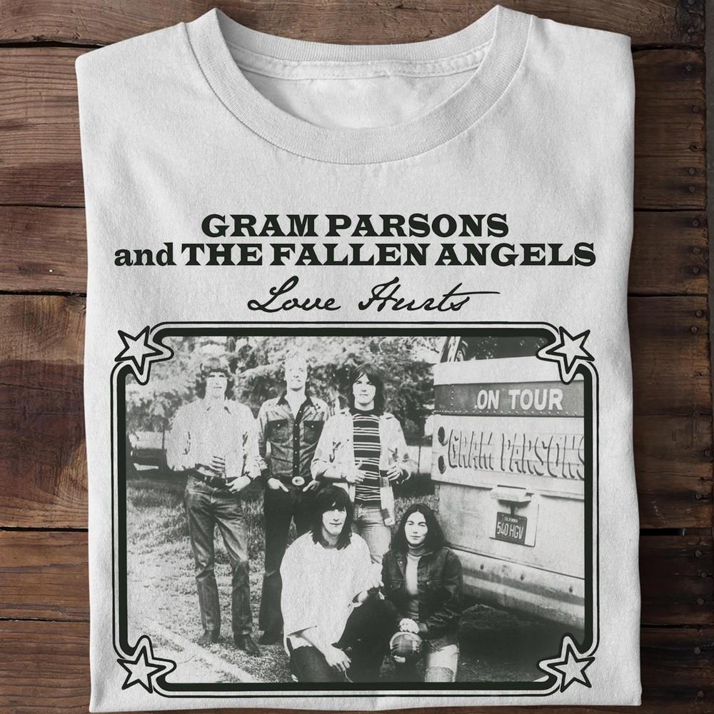 Новая Популярная Футболка с Изображением Грэма Парсонса и Группы The Fallen Angels Подарок для Фаната Унисекс Футболка M