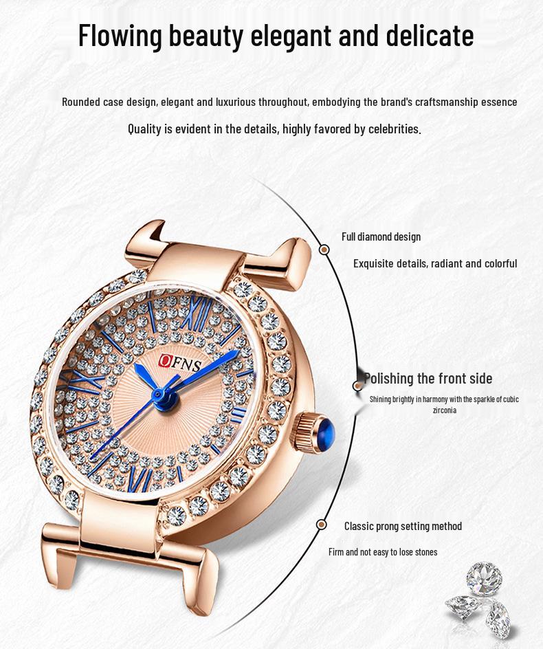 Oufanny Women's Retro Quartz Watch: Waterproof, Small Dial, Diamond Inlaid, Simple Design.
