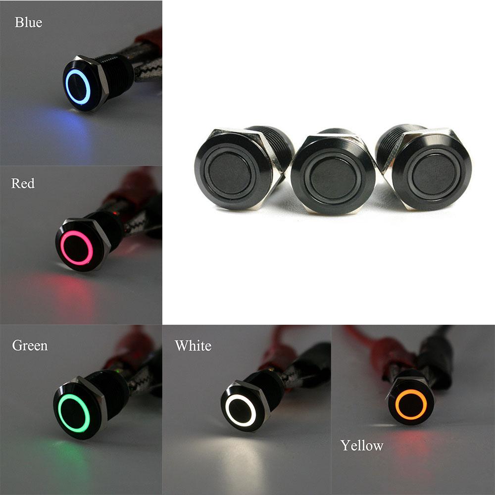 Gadget Black 12V 4Pin 12mm Push Button LED Power Momentary Switch Car Latch