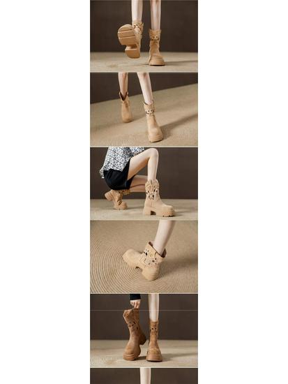 2025 Retro Thick-Soled Breathable Cowboy Mid-Calf Boots