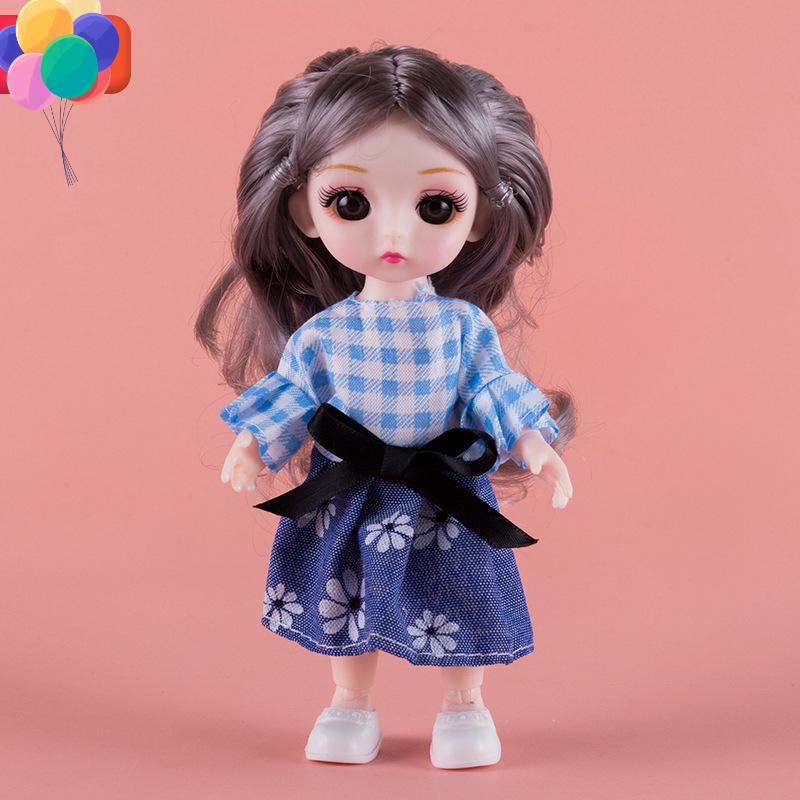 17CM Mini Bevegelig 13 Leddet Dukke Jenter Leketøy 3D Store øyne BJD Princess Full Drakter Kjoler Samling Barnedukkegave