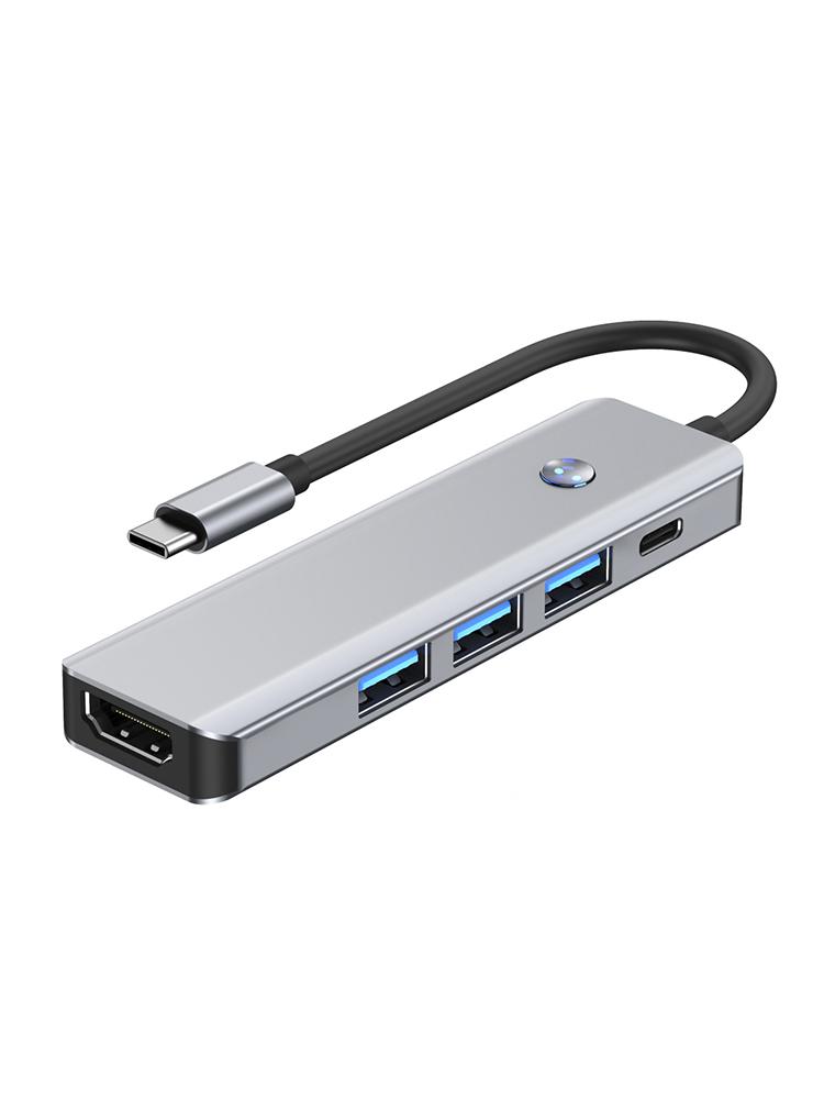 5 In 1 TYPE-C+USB3.0*1+USB2.0*2+HDMI+PD100W Interface Hub Adapter Dock for iPad