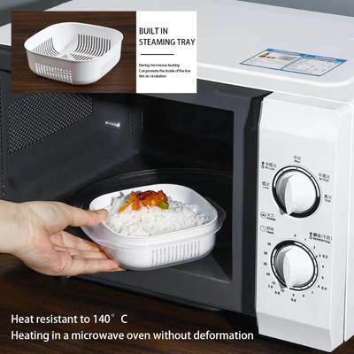 1 pièce Boîte fraîcheur pour riz micro-ondable avec couvercle transparent Organisateur réutilisable Grande capacité Boîte à fruits Accessoires de cuisine