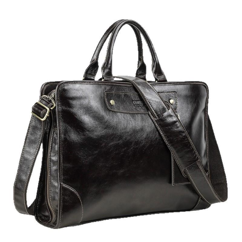 Full Grain Top Layer Cowhide Multi Compartment Men's Briefcase Can Hold 14.2-inch Genuine Leather Laptop Bag