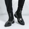 202546 large size autumn and winter new leather boots fashionable men's high-top shoes trendy British style pointed short boots