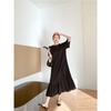Dimanaf 2025 Summer Plus Size Dress Women Casual Vintage Short Sleeve Long Dress Loose Basic Cotton Black Dress