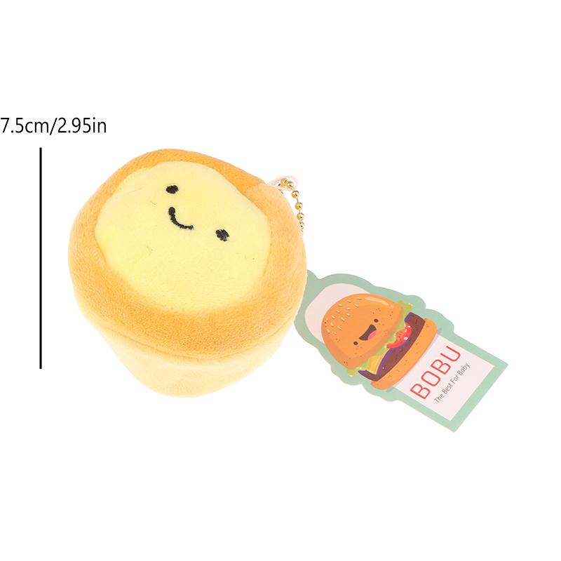 Niedliche Eierkuchen Plüschtier Schlüsselanhänger Cartoon Essen Weiche Stoffpuppe Anhänger Autoschlüsselring Rucksacktasche Dekor Kindergeschenk